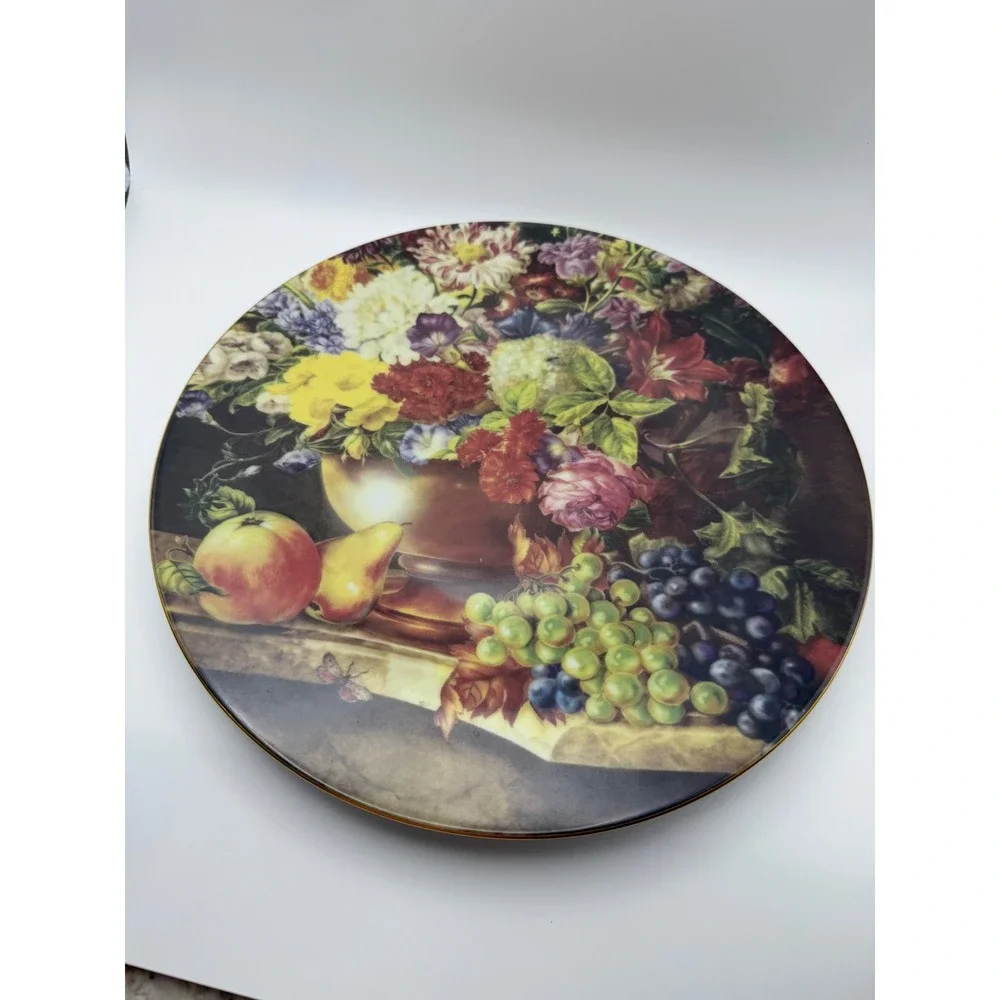 Formalities by Baum Bros Bohemian Porcelain Cake Plate & Server Set Floral Fruit